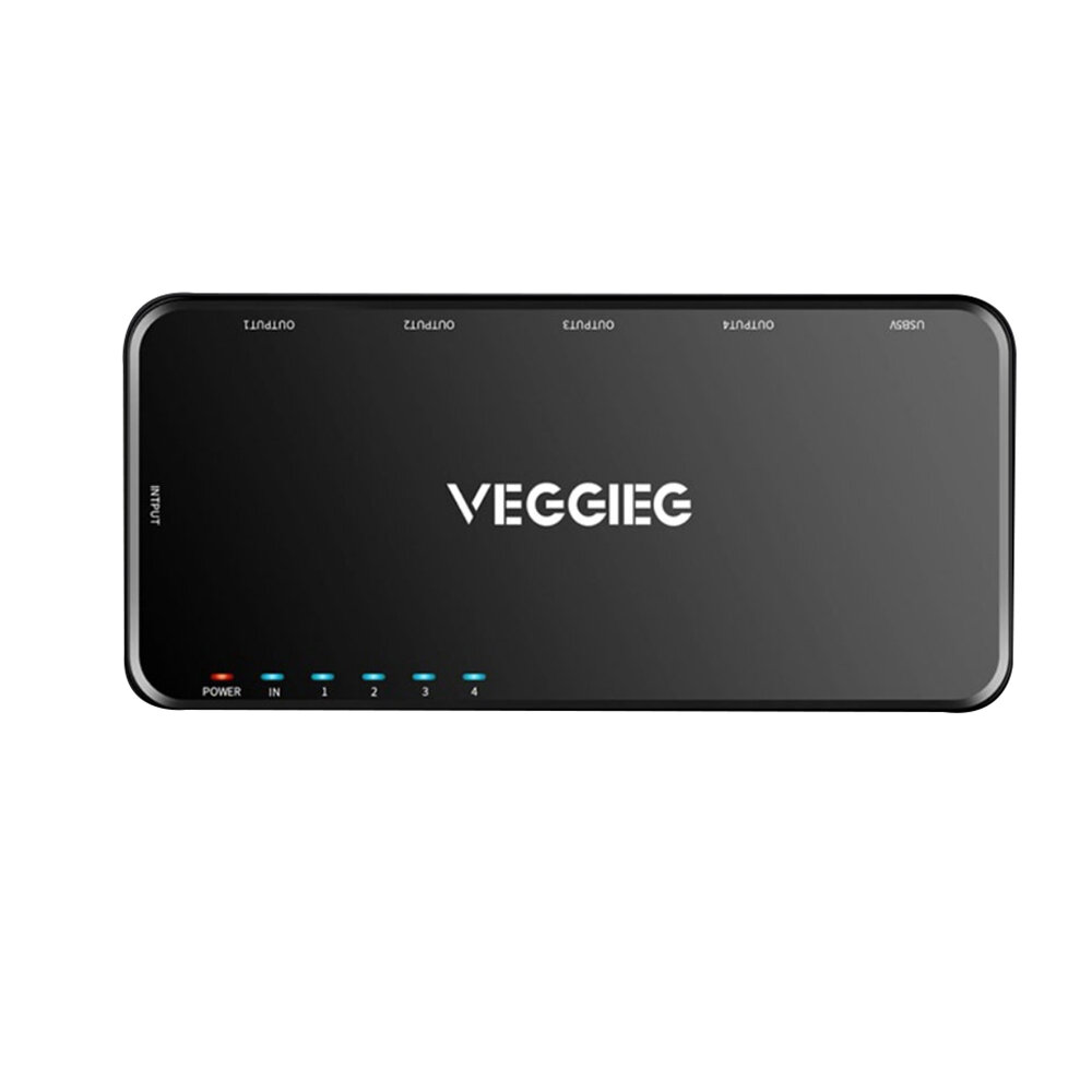 

VEGGIEG 1 In 4 Out HDMI Switch Splitter 4K 1080P HDMI Converter Hub Support 3D with Power Supply Interface