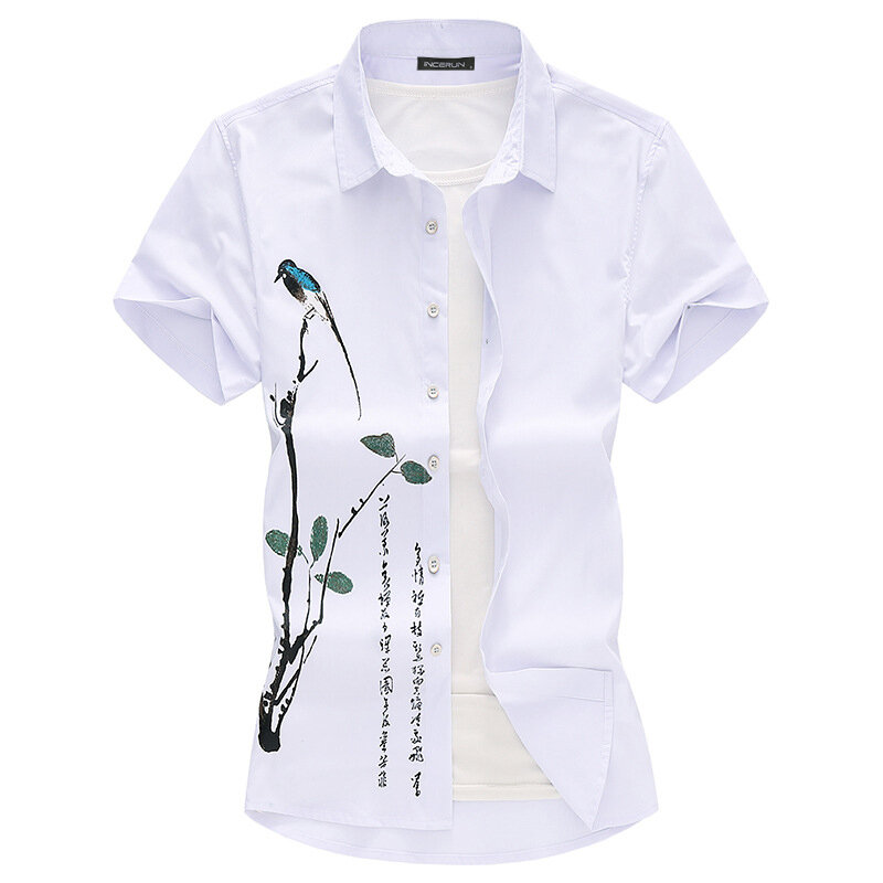 Camiseta masculina estampada casual solta manga curta blusa de secagem rápida respirável ao ar livre