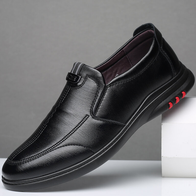 Heren comfortabele ademende microfiber lederen zwarte zakelijke casual schoenen