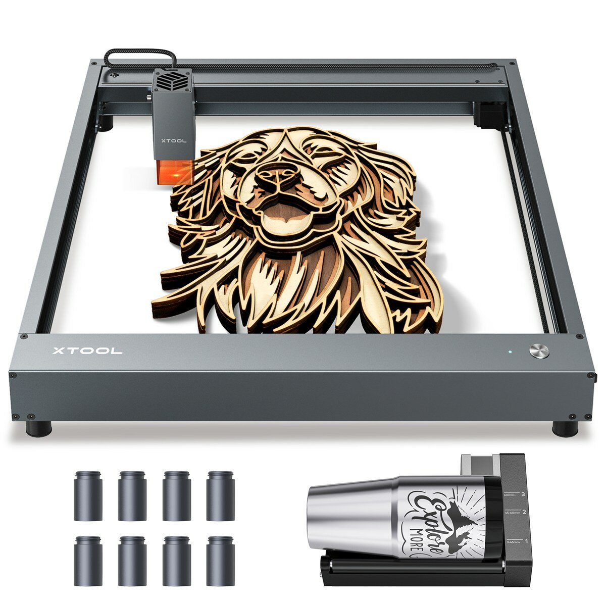 Makeblock xTool D1 Laser Engraving Machine With Rotary Attachment and Raiser DIY CNC Laser Cutter Engraver 10W Dual Lase
