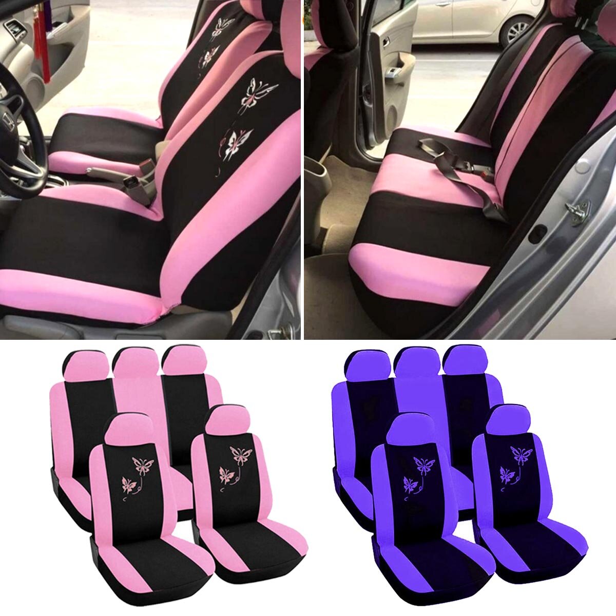 Image of Universal Five Seat Butterfly Printed Auto SUV Full Set Sitzbezug Protector Cushion Universal