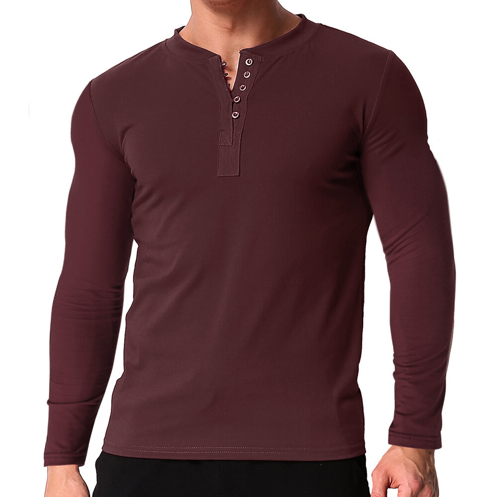 Ανδρικό V Neck μακρυμάνικο κουμπί μπλουζάκι Casual Slim Fit Άνετο πουκάμισο Κάμπινγκ Ταξίδια πεζοπορίας