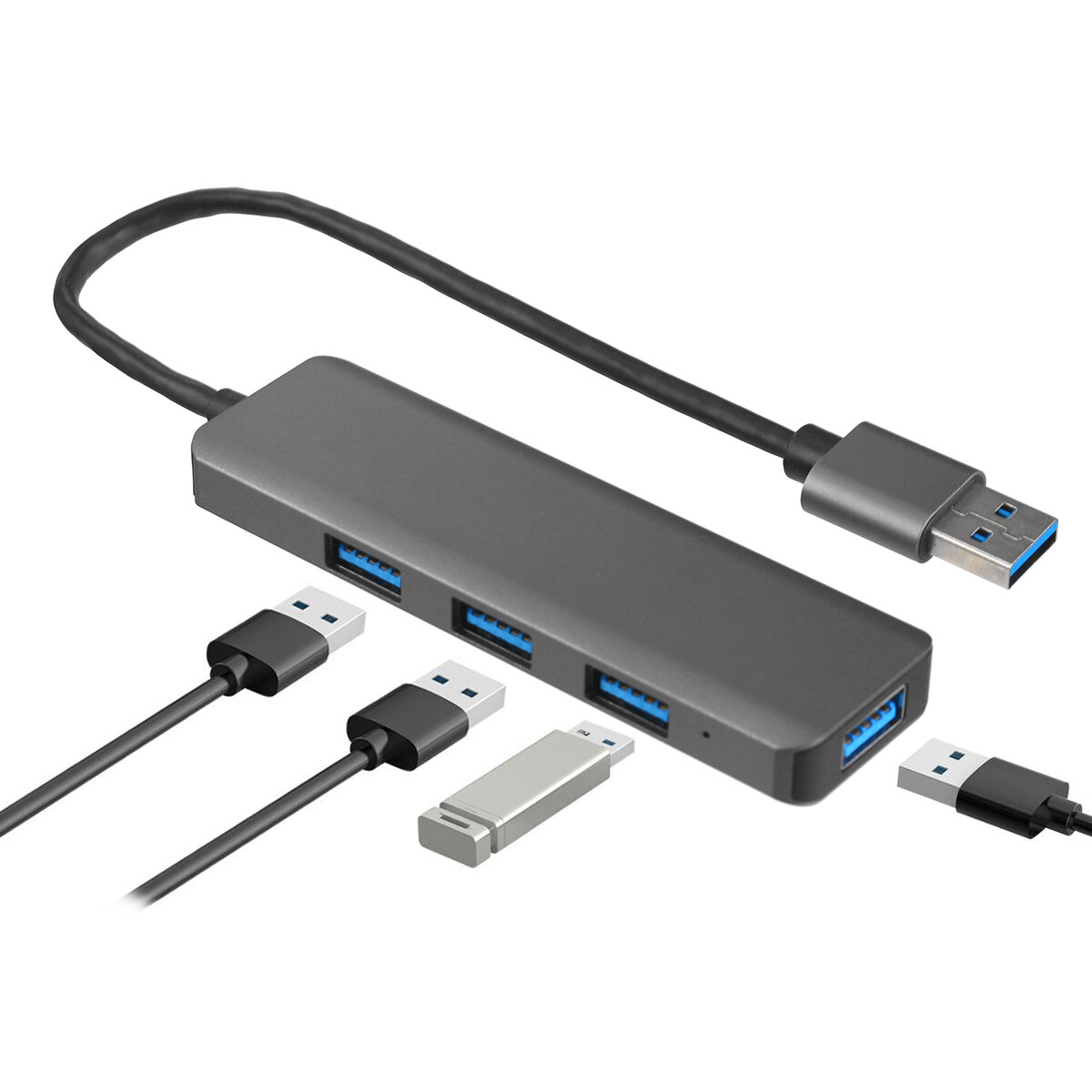 

100-200M/s High Speed ​​4 Port USB 3.0 USB HUB Docking Station Power Port Splitter OTG Adapter for Notebook Expansion Co