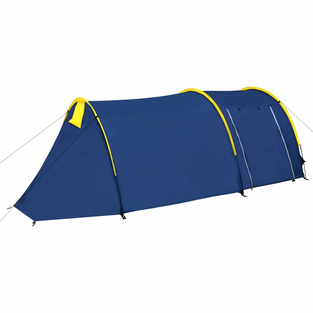 [US Direct] 防水キャンプ テント 2~4 人用 トンネル テント キャンプ ハイキング 旅行用 ファイバーグラス ポール ブルー & イエロー