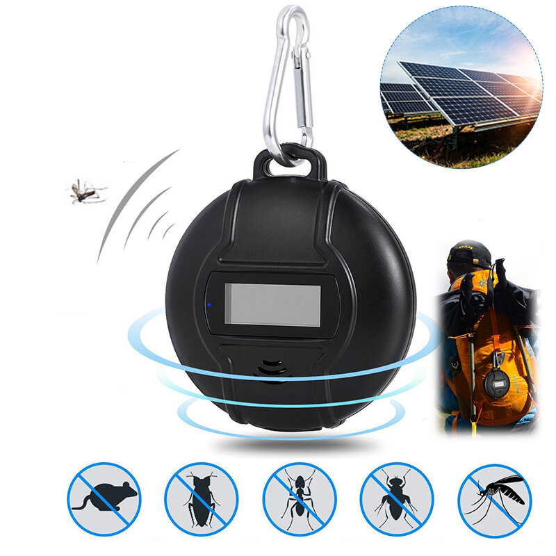 Ferramentas ultrassônicas solares anti-mosquito Bússola portátil repelente de mosquitos de insetos eletrônicos para escaladas ao ar livre
