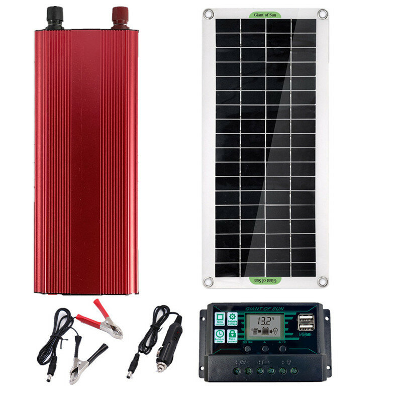 Panneau solaire LEORY 18V 30W Système d'alimentation solaire 12V 220V Chargeur de batterie Onduleur 2000W Kit complet de contrôleur USB pour équipement d'alimentation d'urgence