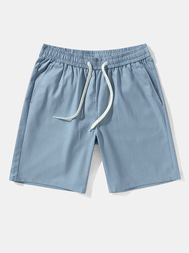 Men Plain Color Drawstring Casual Mid Length Comfortable Stick Pants