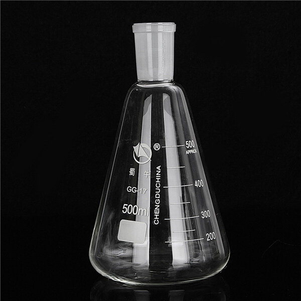 500ml 24/29 glass erlenmeyer flask graduated chemistry ground joint