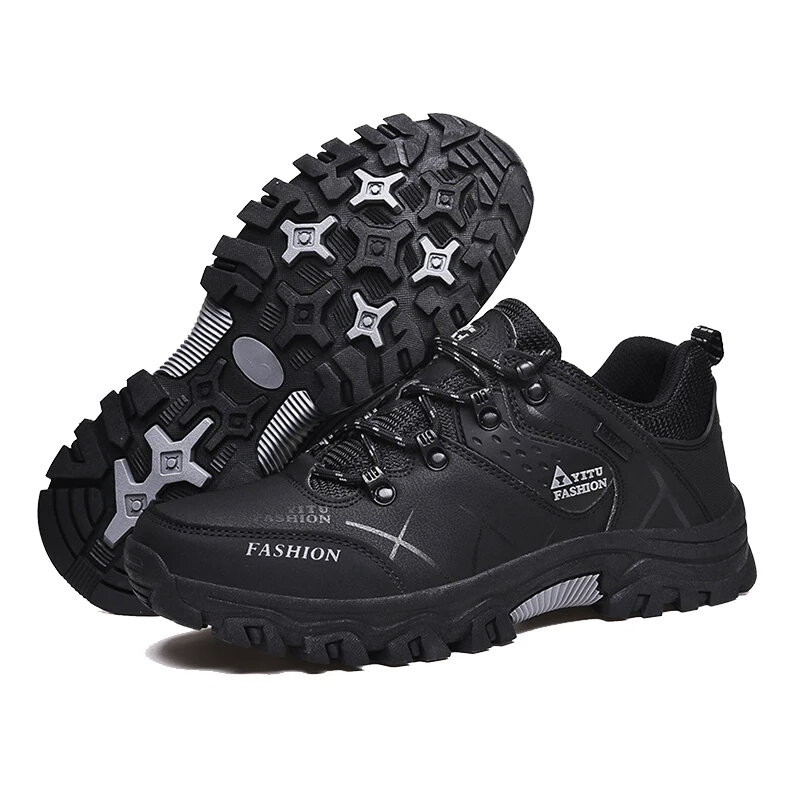 TENGOO Outdoor Hiking Shoes PU Soft Trekking Waterproof Lace-up Mountaineering Travel Walking Sneaker