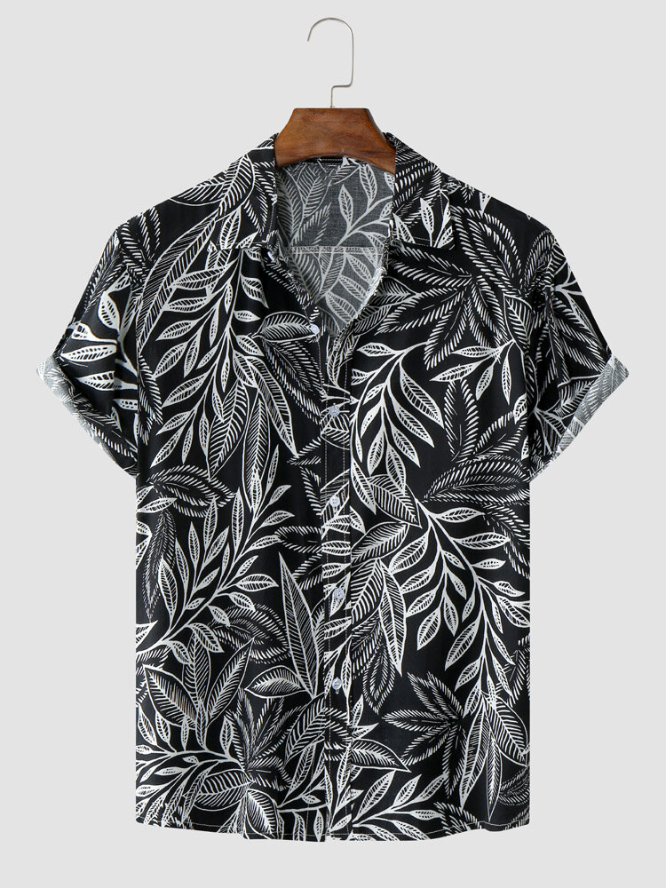 Men Graphic Tropical Leaf Soft Breathable All Matched Skin Friendly Shirts