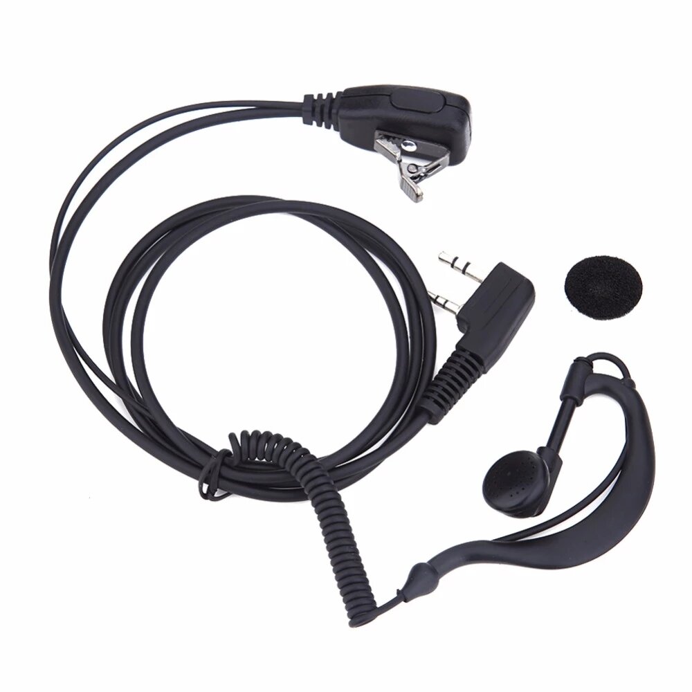2 PIN Earpiece Headset PTT MIC 1m Ear Hook Walkie Talkie Earbud Interphone Earphone Earpiece for BAOFENG UV5R/KENWOOD/HY