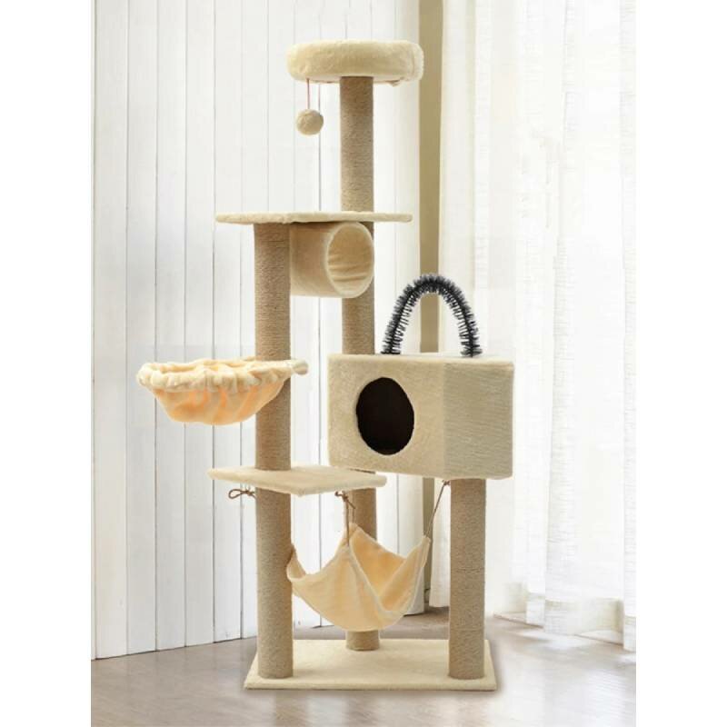 Cat Climbing Frame with Hammock Scratch Board Funny Cat Ball for Pets Supplies Playing Mat Sleeping Bed Litter Sand Box