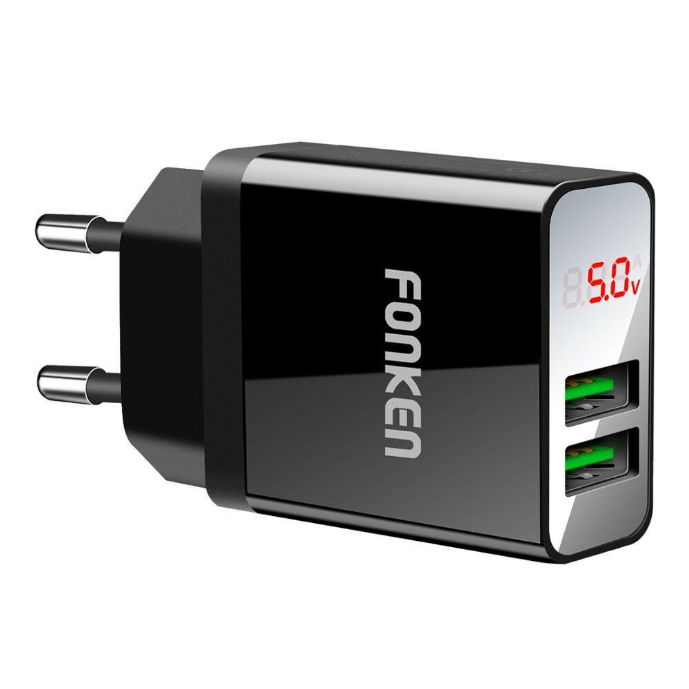 

FONKEN Universal Dual USB Charger 5V3.4A LED Display Charging for Phone Tablet 2 Port Wall Adapter for Samsung Galaxy S2