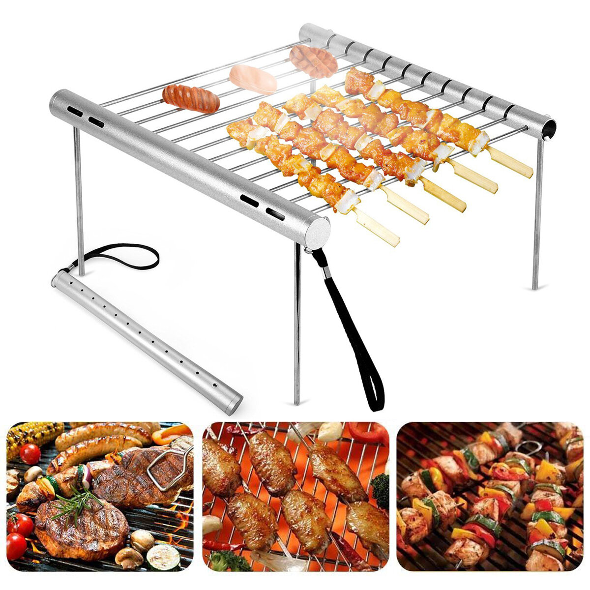 Outdoor Draagbare Vouwen Rvs Barbecue Grill Camping Picknick BBQ Rack