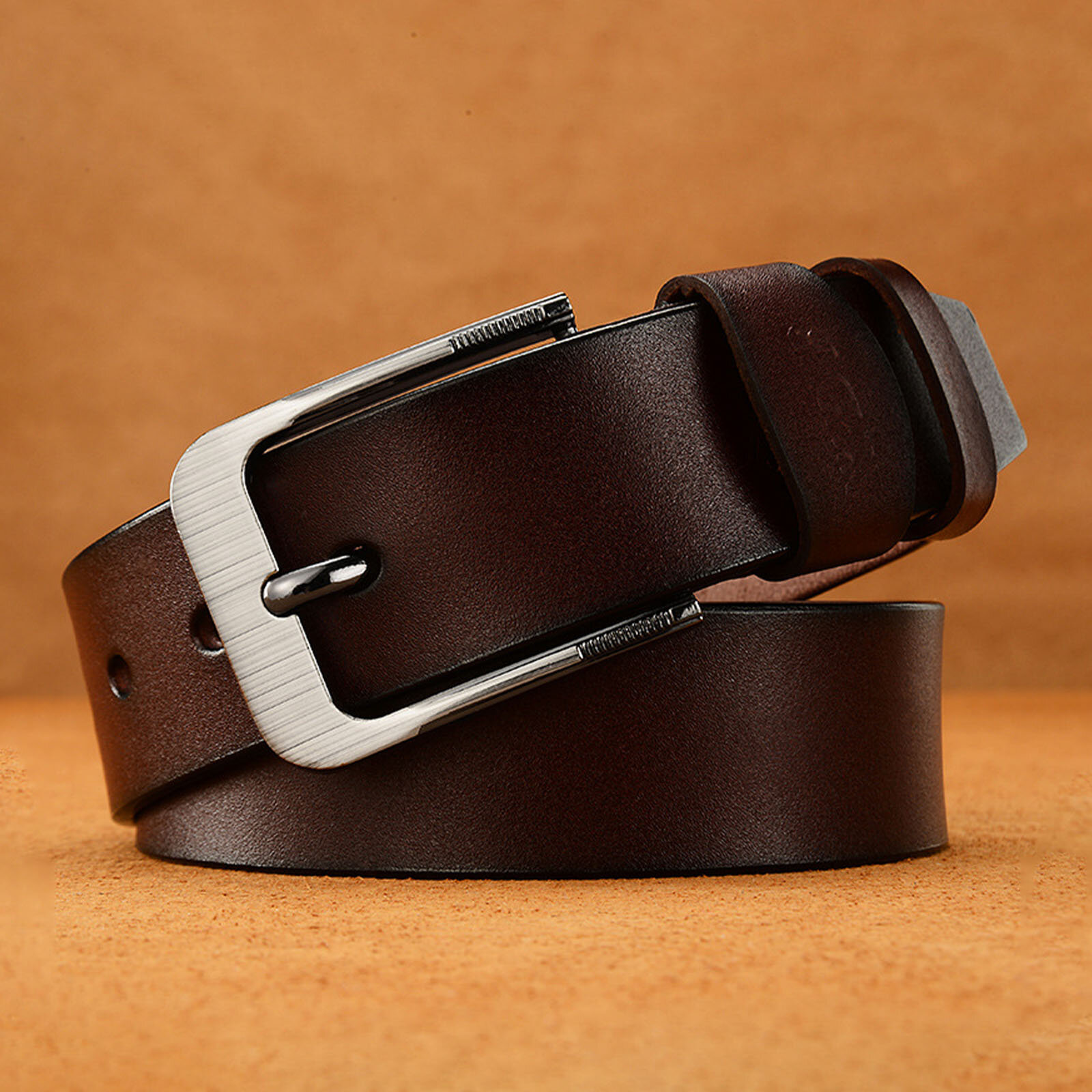 JASSY 105-125cm Men's Retro Business Casual PU Leather Pin Buckle Belt