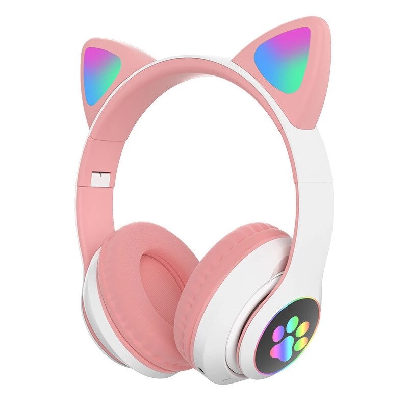 Bakeey STN-28 Over-Ear Gaming bluetooth 5.0 Headset Glowing Cat Ear Headphones Foldable...