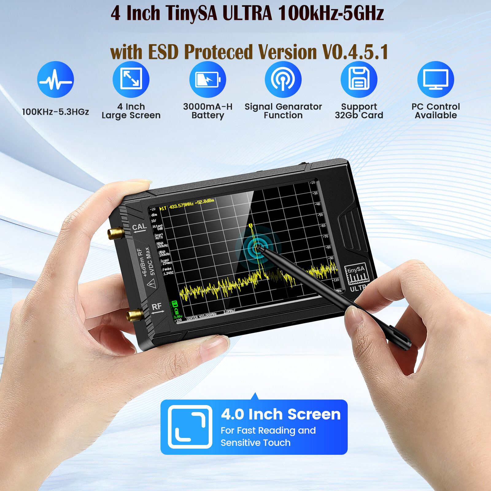 best price,handheld,4inch,display,spectrum,analyzer,tinysa,ultra,coupon,price,discount