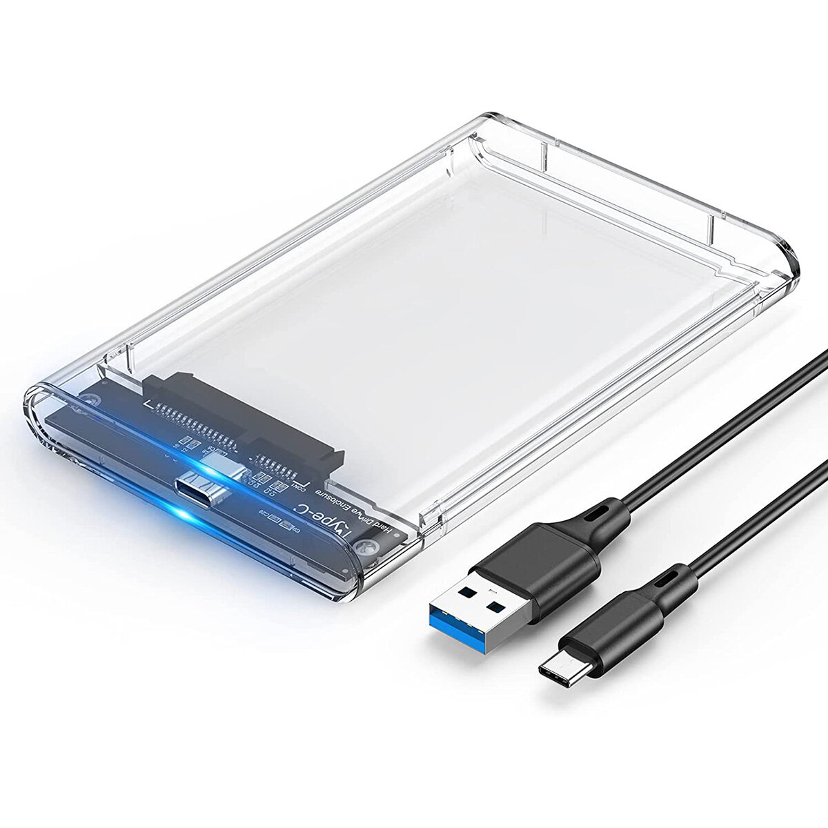 

EAGET 2,5-дюймовый внешний жесткий диск USB-C 3.1 - SATA III Прозрачный жесткий диск UASP 6 Гбит / с Чехол для жесткого