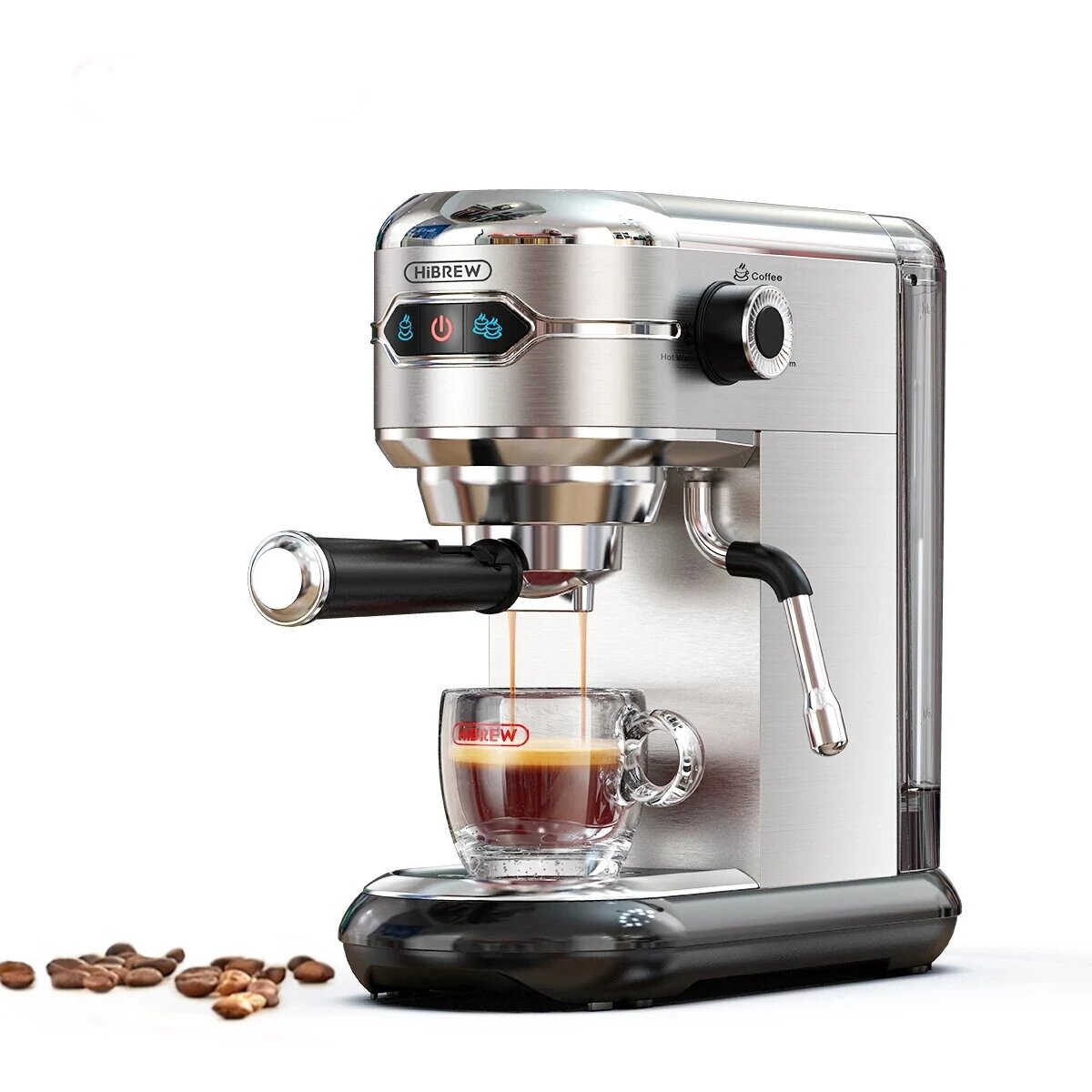 [EU/AE Direct] HiBREW H11 Semi Automatic Espresso Machine 1450W 1.1L 19Bar High Extraction 25s Rapid Heating Single/Doub