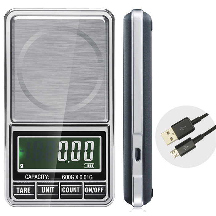 600g 0.01g Elektronische LCD Sieradenweegschaal Digitaal Pocketgewicht Mini Precision Balance USB In