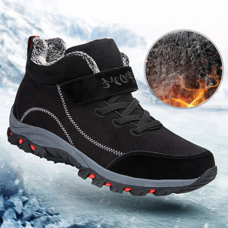 TENGOO Waterproof Winter Men Boots Suede Warm Snow Women Boots Men Work Casual Shoes High Top High-top Non-slip Ankle Boots