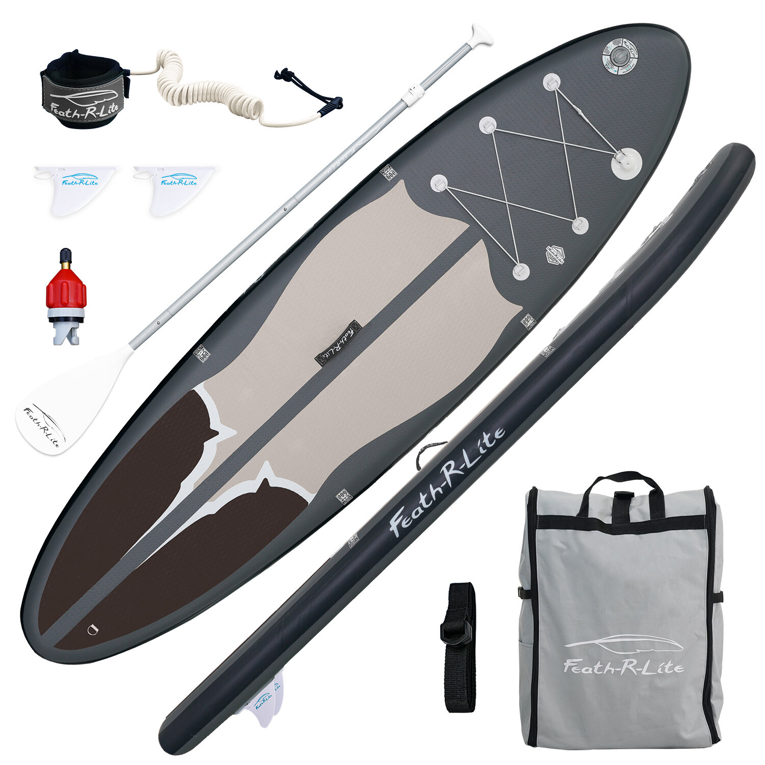 

[EU Direct] Funwater 305cm Inflatable Stand Up Paddle Board with Adjustable Paddle Travel Backpack Leash Waterproof Bag