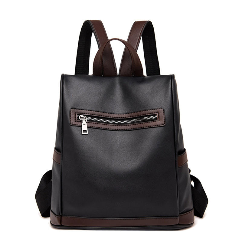 leather school bag teenage travel camping backpack waterproof shoulder ...