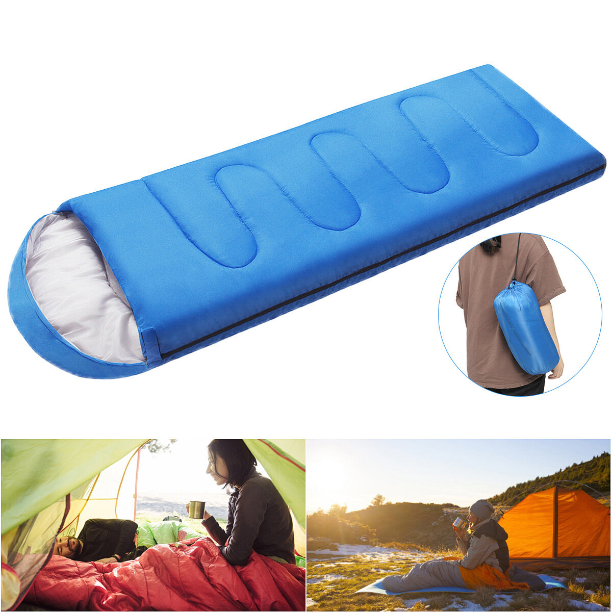 210x75CM一人用寝袋屋外防水キャンプ寝袋秋/冬ジッパーハイキングキャンプベッド