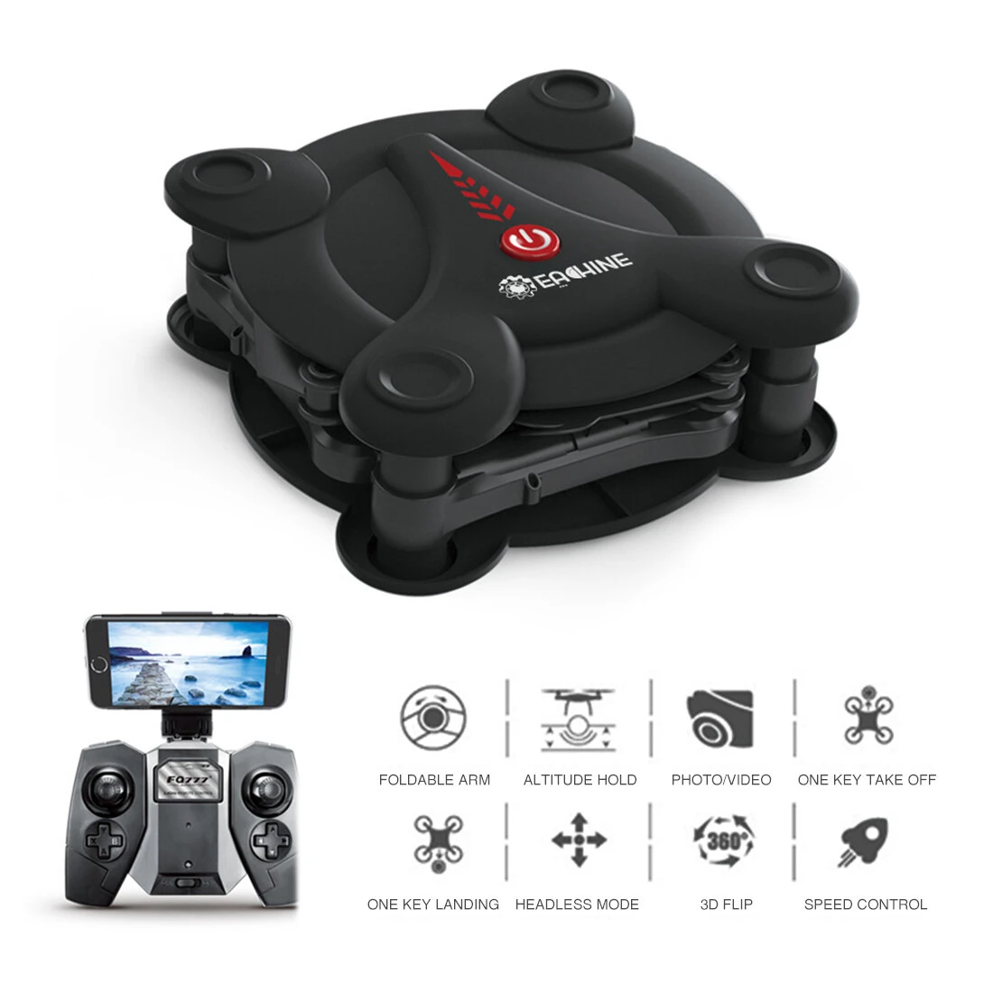 Eachine E55 Mini WiFi FPV Drone selfie tascabile pieghevole con modalità High Hold Quadricottero RC (11,85 € Codice: BGE55ES)