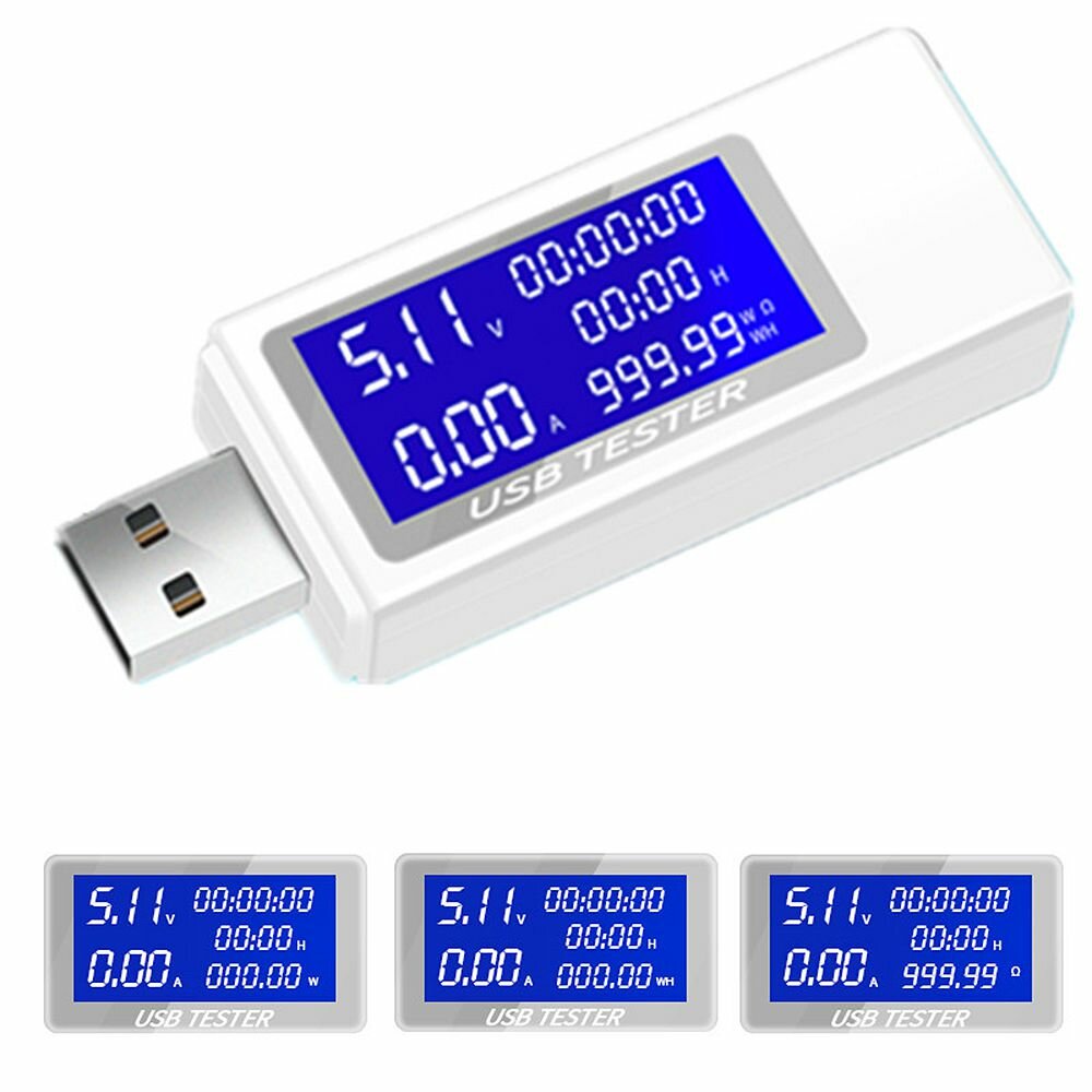 

9 in1 DC4-30V Electrical Power USB Capacity Voltage Tester Current Meter Monitor Voltmeter Ammeter-White