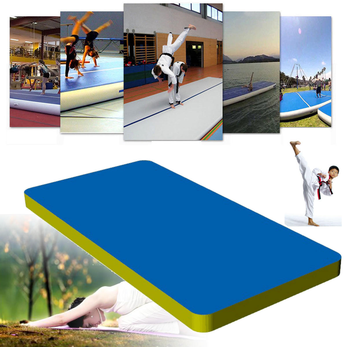 275.6x35.4x3.9  Inflatable Air Track Mat Outdoor Home Training Tumbling Gymnastics Protective Pad