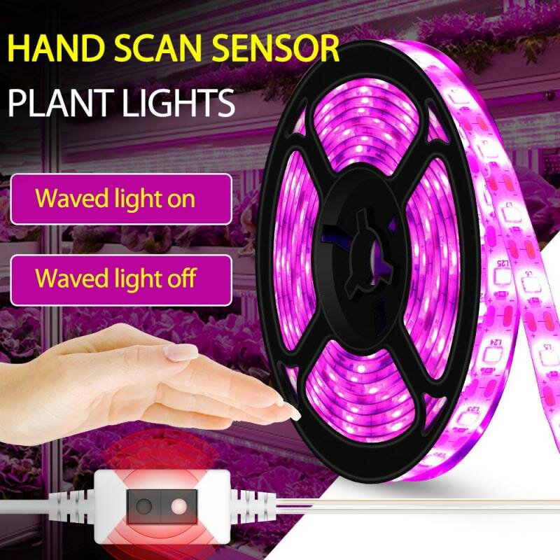 

5V Inteligent LED Plant Growth Light Strip IP65 Waterproof Full Spectrum Planting Fill Light USB Charging Hand Scan Sens