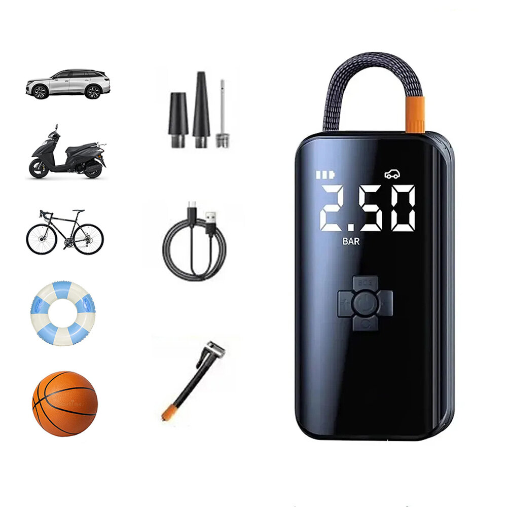 

80W Smart Wireless Inflation Bicycle Air Pump 150PSI Electric Wireless 3600mAh Battery Power Bank Digital Display Noise