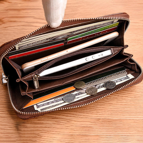 Men Retro PU Long Wallet Card Holder 5.5 Inches Phone Bag