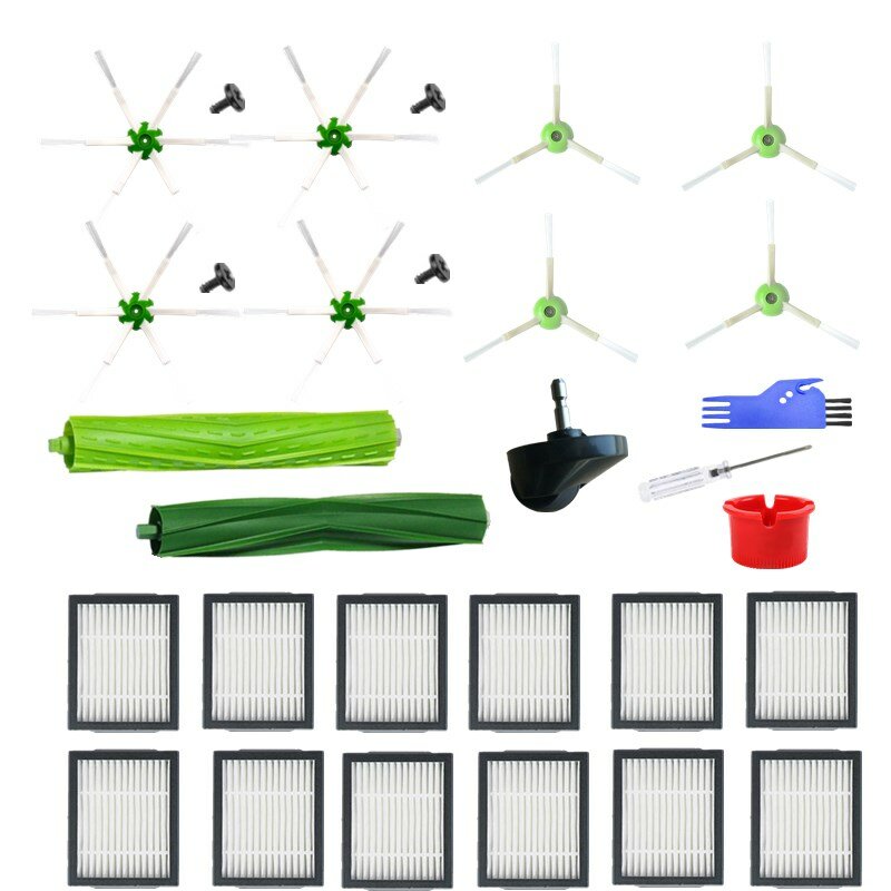 30pcs Replacements for iRobotE5 E6 i7 i7+ Vacuum Cleaner Parts Accessories Main Brushes*2 3-arm Side