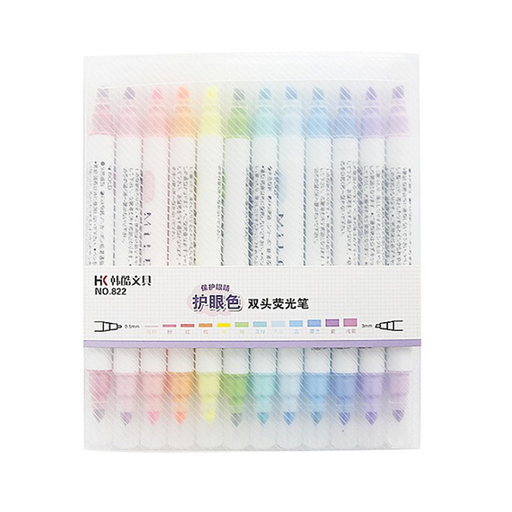 12 Colors Double Head Highlighter Colorful Graffiti Pen Scrapbooking Paper Craft Colored Multi-Color