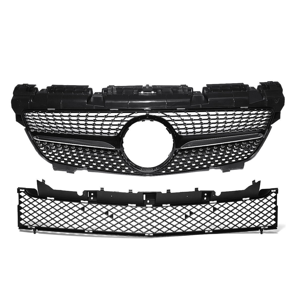 

Glossy Black Diamond Style Front Grill Grille ﻿For Mercedes-Benz SLK Class R172 200 250 350 2012-2016
