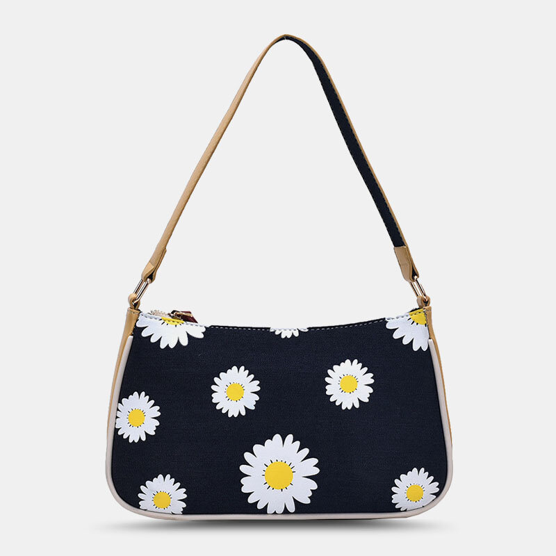 

Women Oxford Cloth Little Daisy Sunflower Print Pattern Wild Color Matching Handbag Shoulder Bag