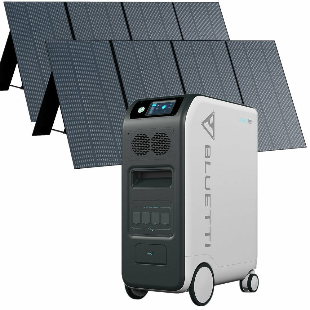 [EU Direct] BLUETTI 2000 W napelemes erőmű alkalmazás távirányító 5100 Wh vésztápegység 2 db 350 W-os napelemmel családi otthonhoz
