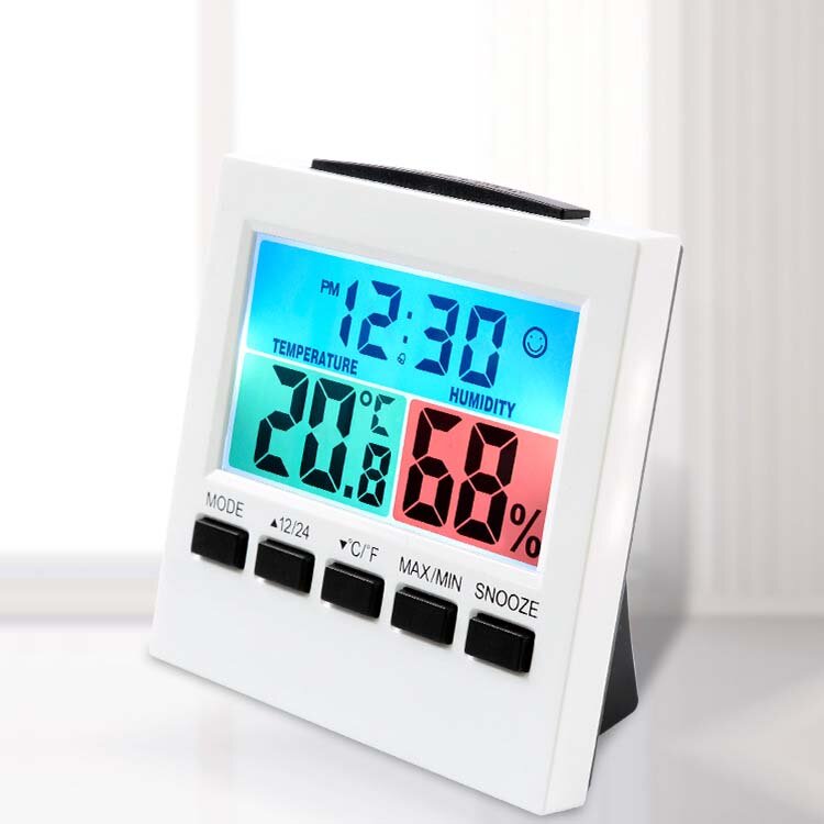 

LCD Display Digital Electronic Temperature Humidity Meter Thermometer Hygrometer Alarm Clock 12/24hrs Max/Min Record