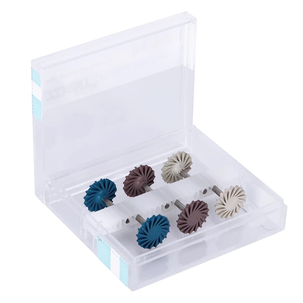 6 stks / set Dental Composite Resin Polishing Disc Kit Spiral Flex Brush Burs Diamond System RA Disc 14mm Wheel