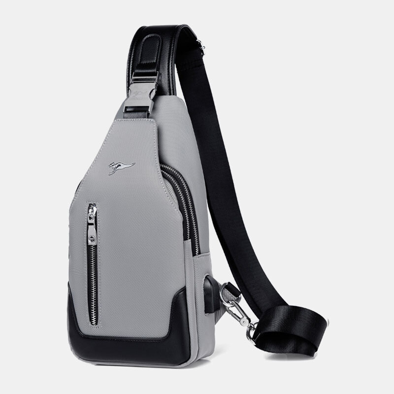 Men Oxford Waterproof Wear-resisting Multifunction Chest Bag USB Charging Multi-pocket Crossbody Sho