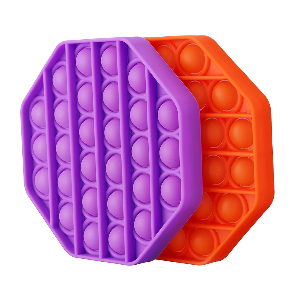 CHARMINER 2 Stuks Oranje Paars Bubble Fidget Speelgoed Set Hexagon Draagbare Siliconen Squeeze Zintu