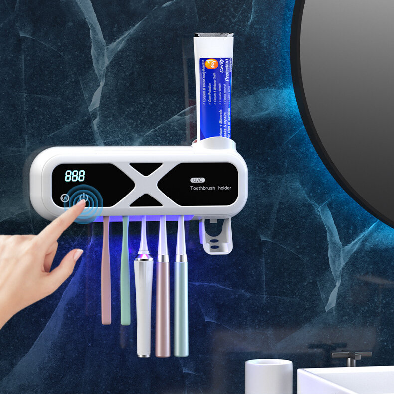 

UV Smart Toothbrush Sterilizer USB Rechargeable Toothbrush Cleaner Automatic Toothpaste Squeezer