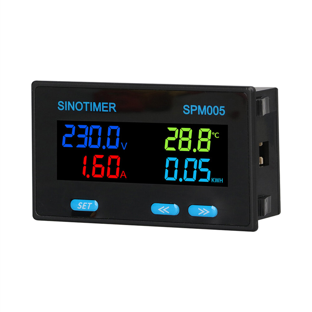 

SINOTIMER SPM005 Многофункциональный измеритель мощности Высокая точность LCD Дисплей Измеряет напряжение Ток Температур
