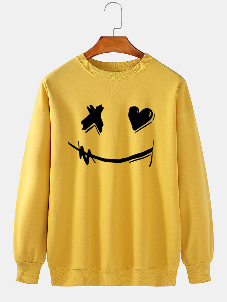 Heren katoenen Halloween-glimlach effen pullover-sweatshirt