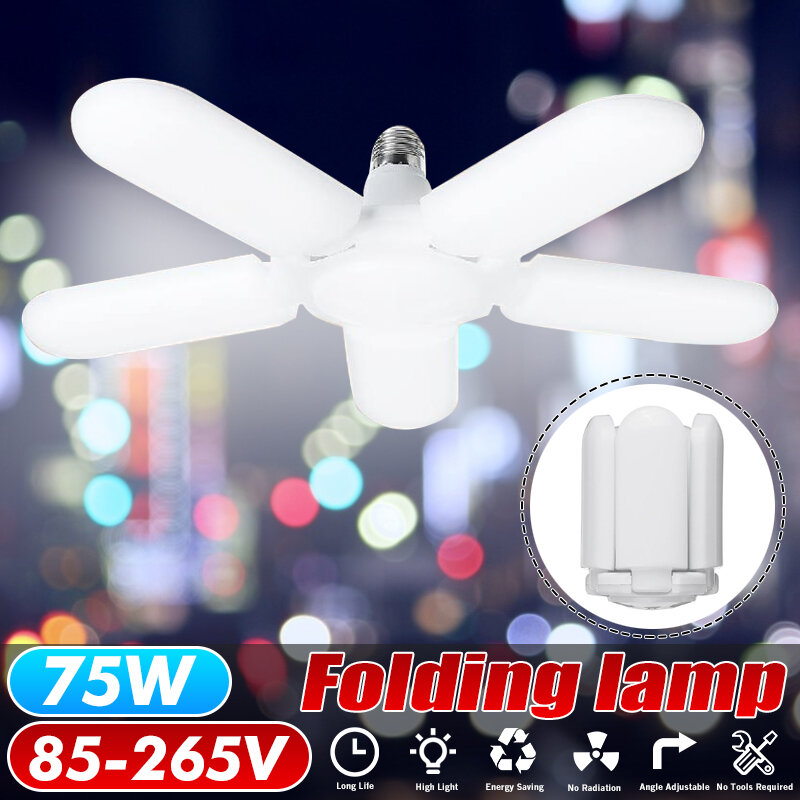 75W E27 2500LM Vervormbare LED-plafondlamp Verlichtingsarmatuur Opvouwbare thuisgarage