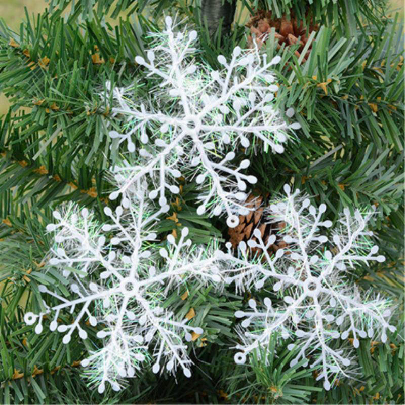 

Рождественская елка украшения 3 / 6pcs снежинки белые пластиковые искусственные снег рождественские украшения