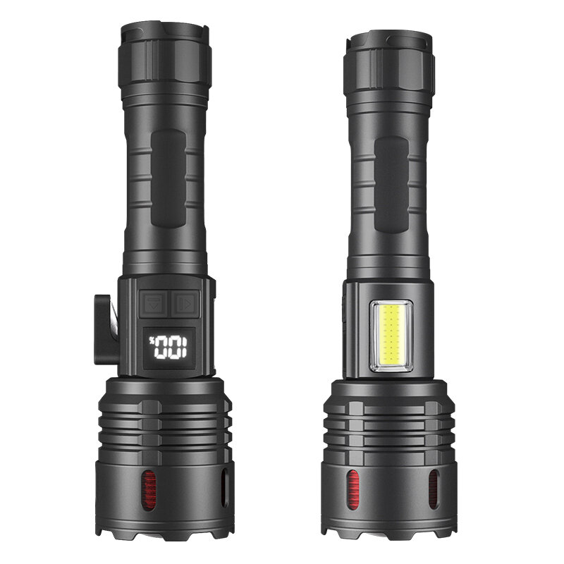 Super Bright Flashlight COB Side Light XHP70 30W LED USB-C with 26650 Battery 16000 Lumen Outdoor Emergency 6 Modes Zoom