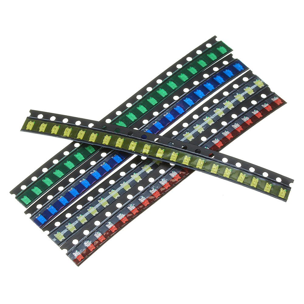 500 stks 5 kleuren 100 elk 1206 led diode assortiment smd led diode kit groen / rood / wit / blauw /